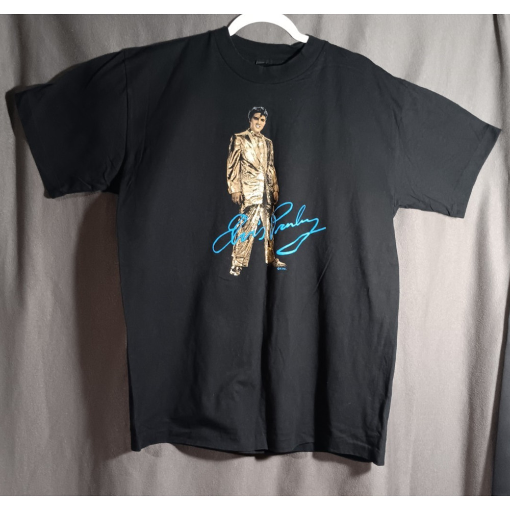 Elvis Presley Tee Shirt XL Authentic Keene Scenes Made in USA Black VTG CRISP - Picture 2 of 8